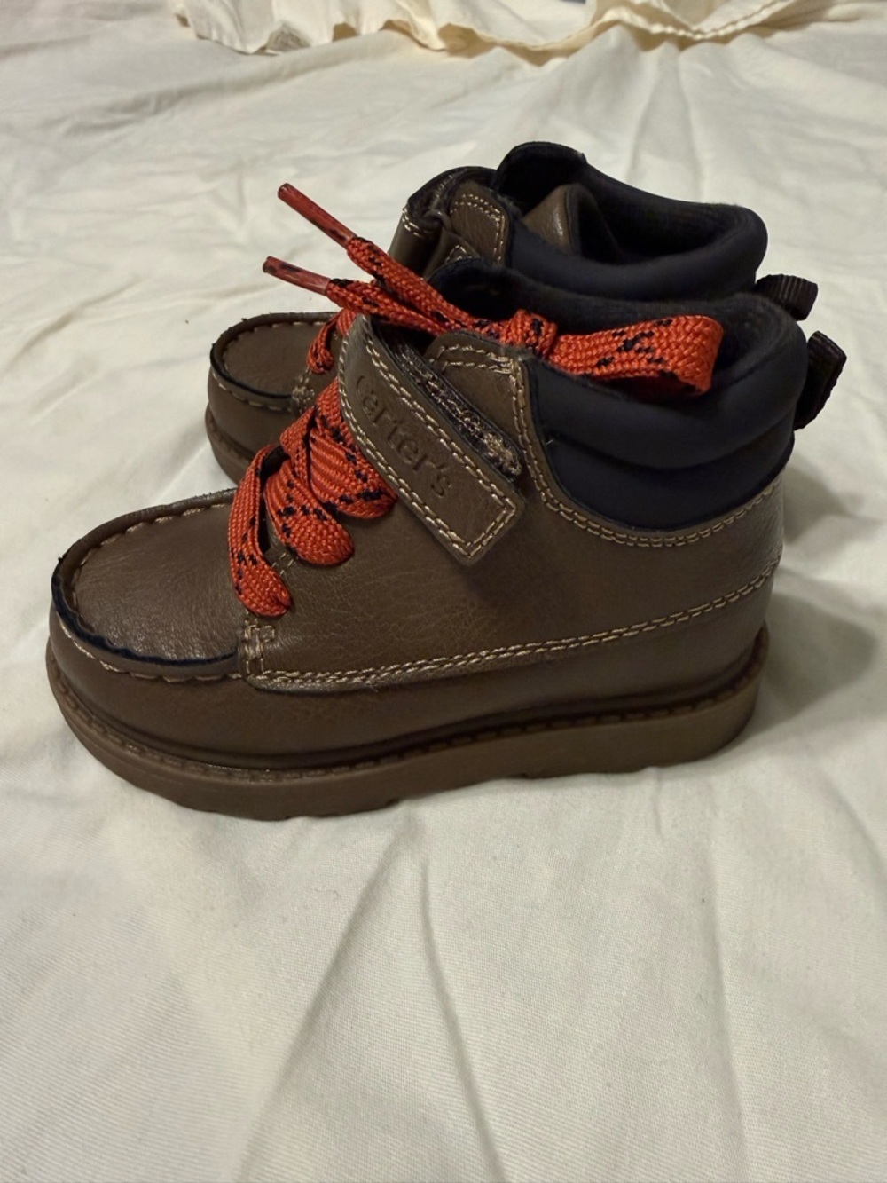 Carters size 7 brown lace up boots with Velcro Strap - Picture 3 of 6